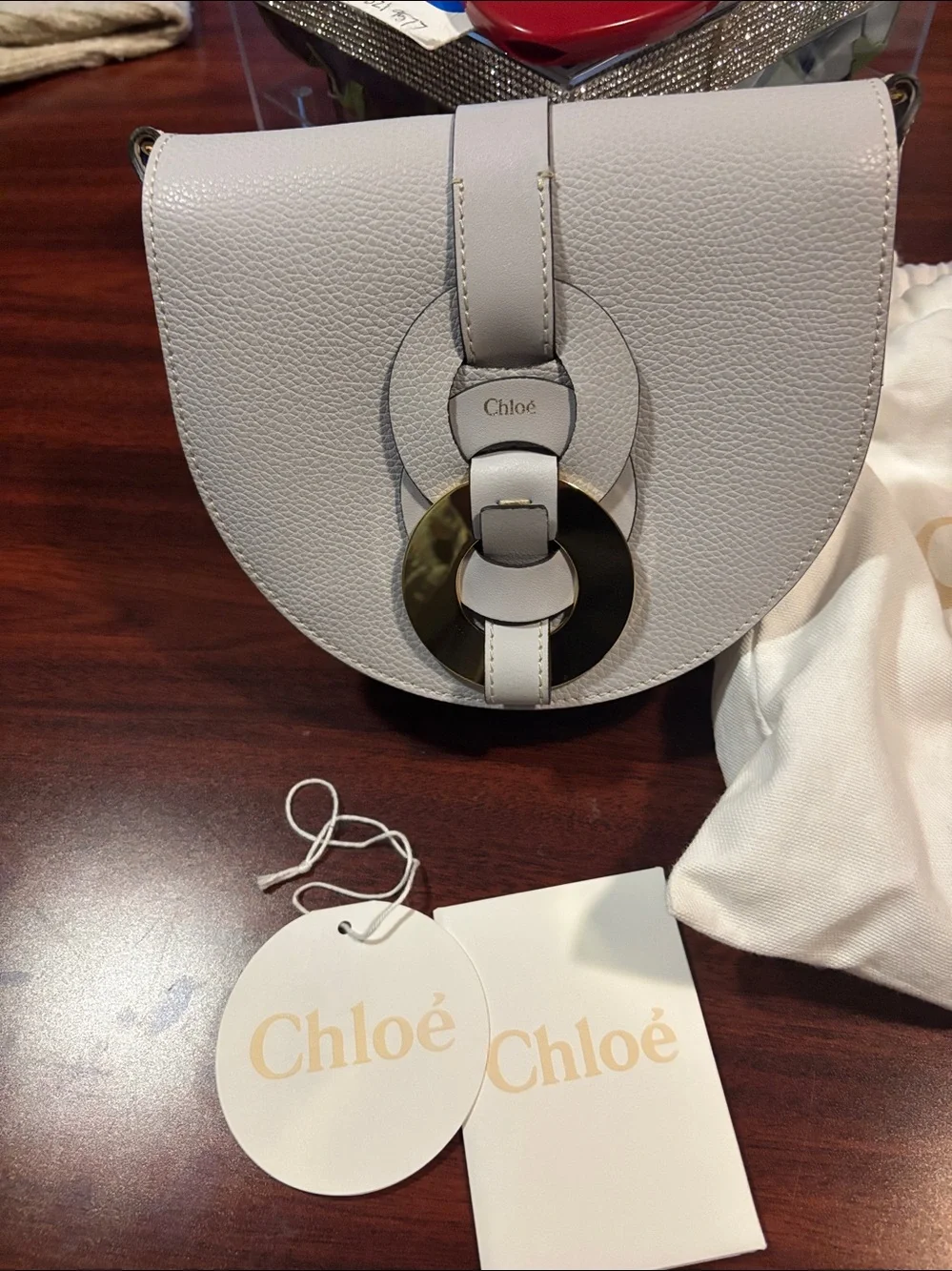 Chloe Women's Leather Shoulder Bag in Light Gray all inclusions !
